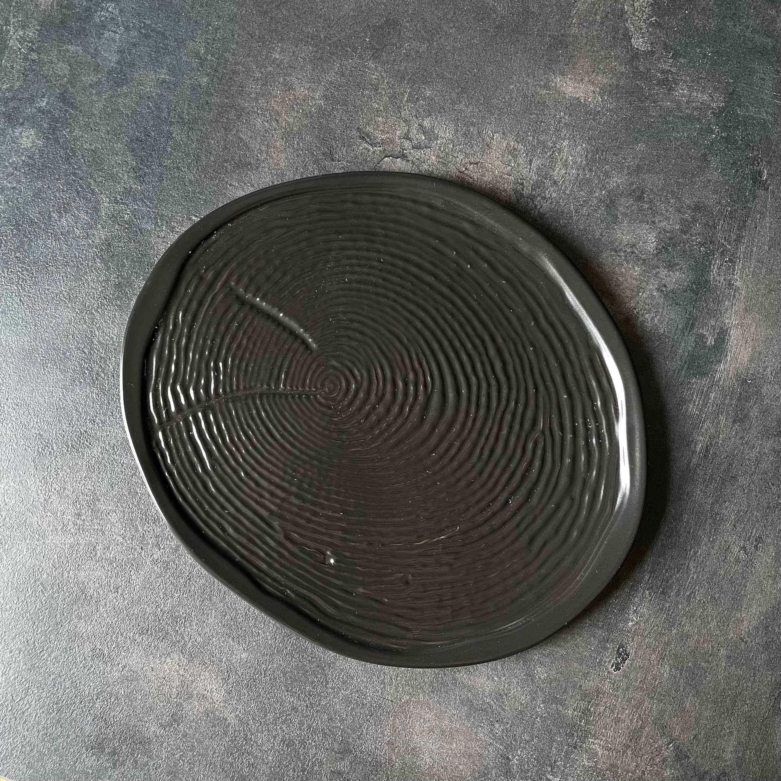 Bộ đĩa nhà hàng cao cấp màu đen họa tiết vân xoáy