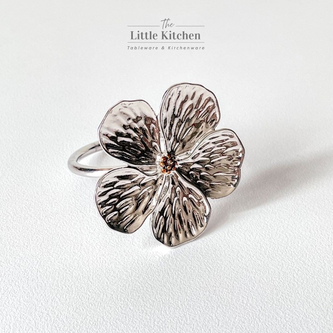 Ring hoa tròn bạc