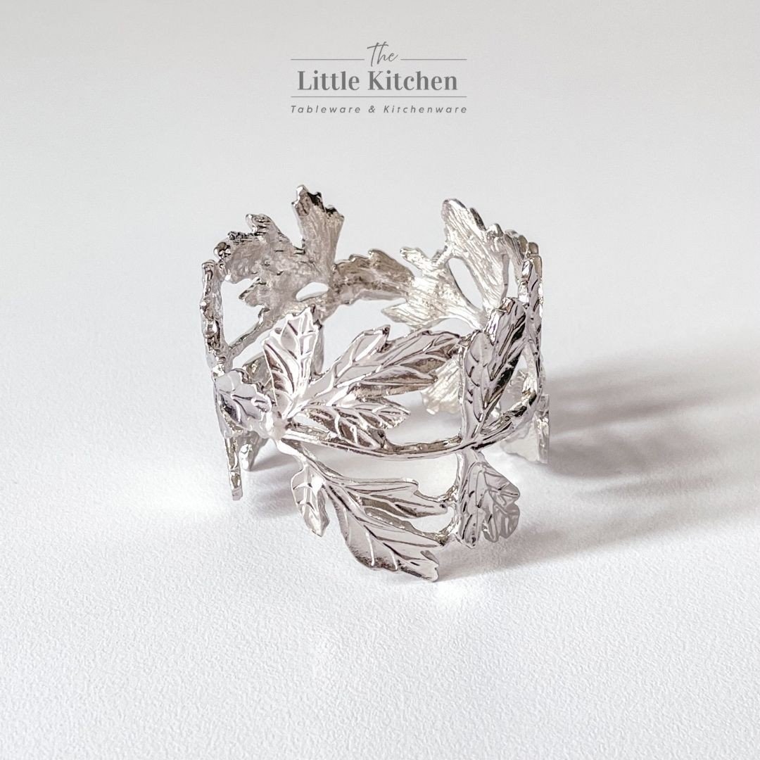 Ring cành lá cuộn bạc