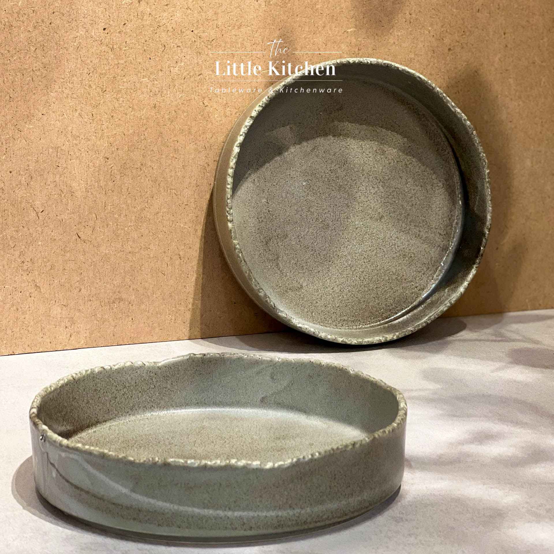 Bộ bát đĩa cao cấp màu ghi họa tiết răng cưa