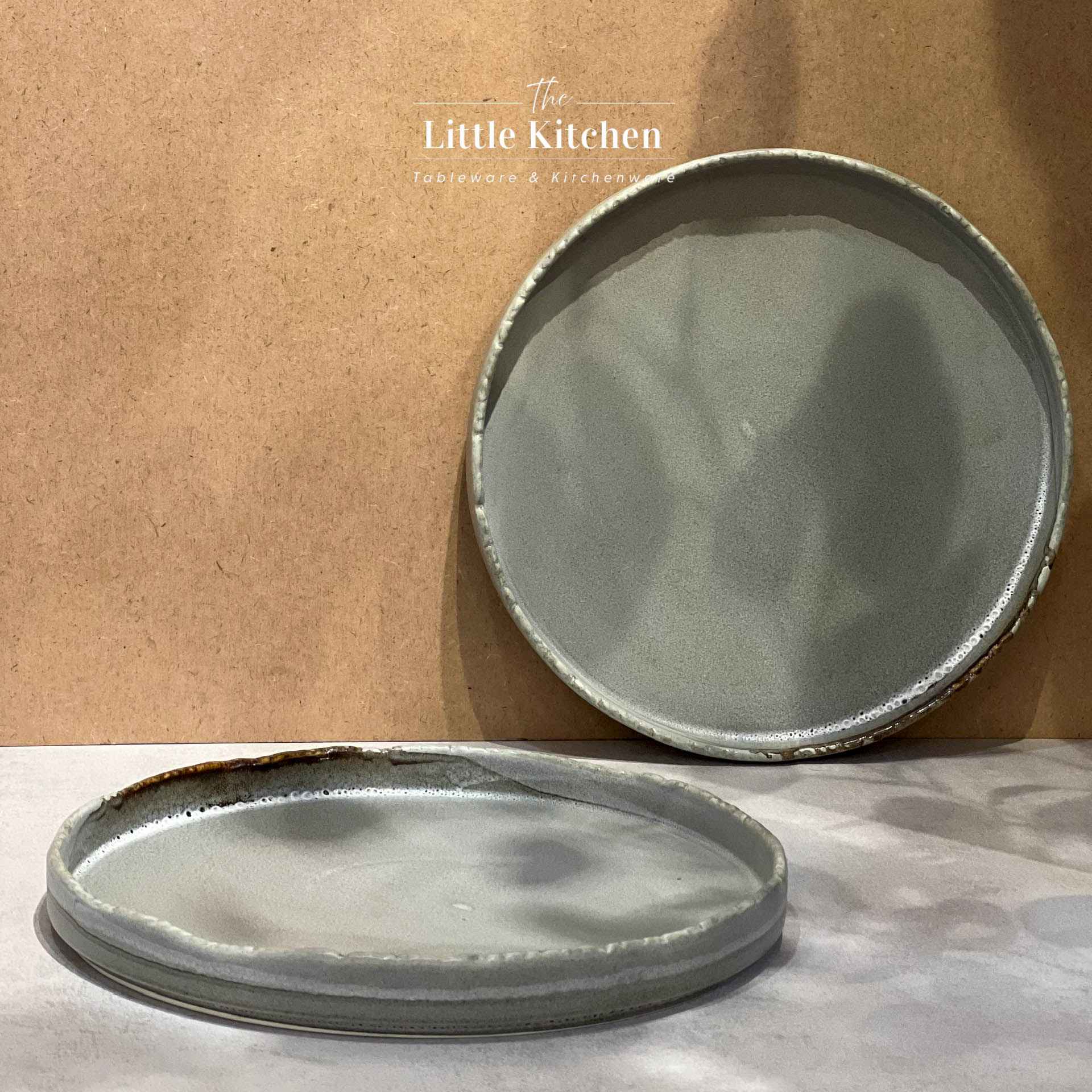 Bộ bát đĩa cao cấp màu ghi họa tiết răng cưa