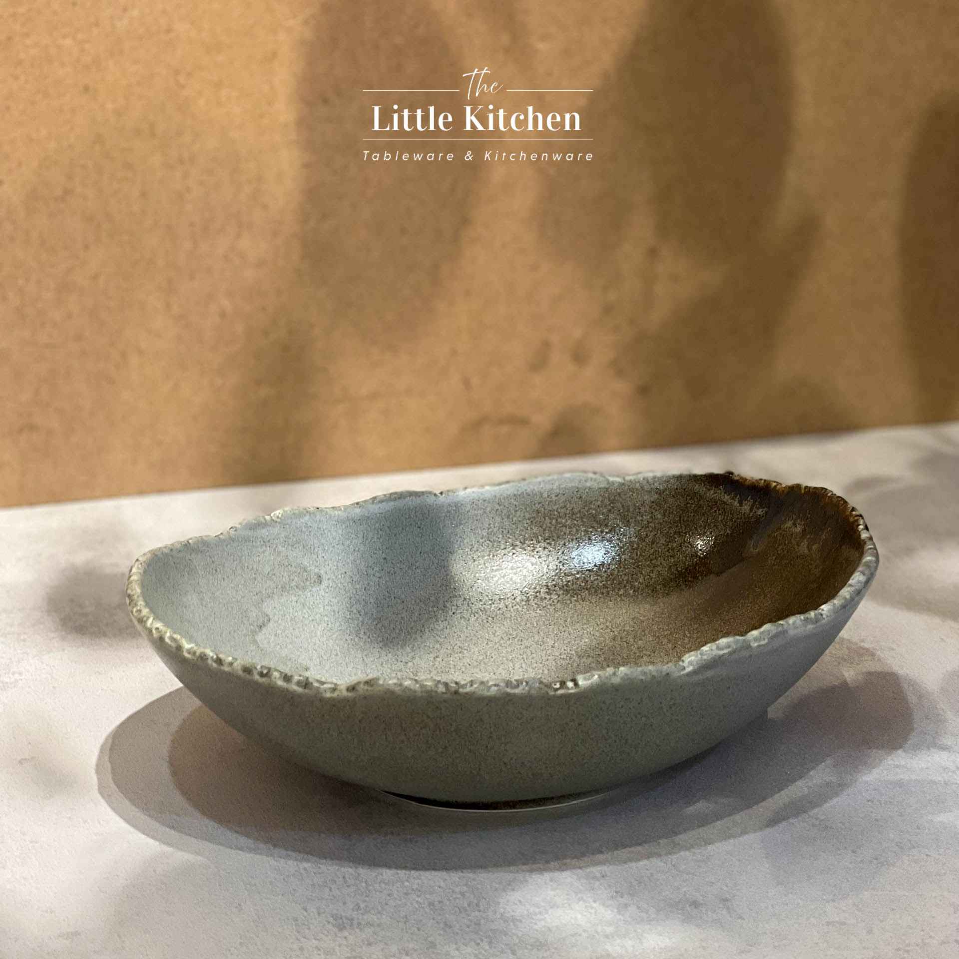 Bộ bát đĩa cao cấp màu ghi họa tiết răng cưa