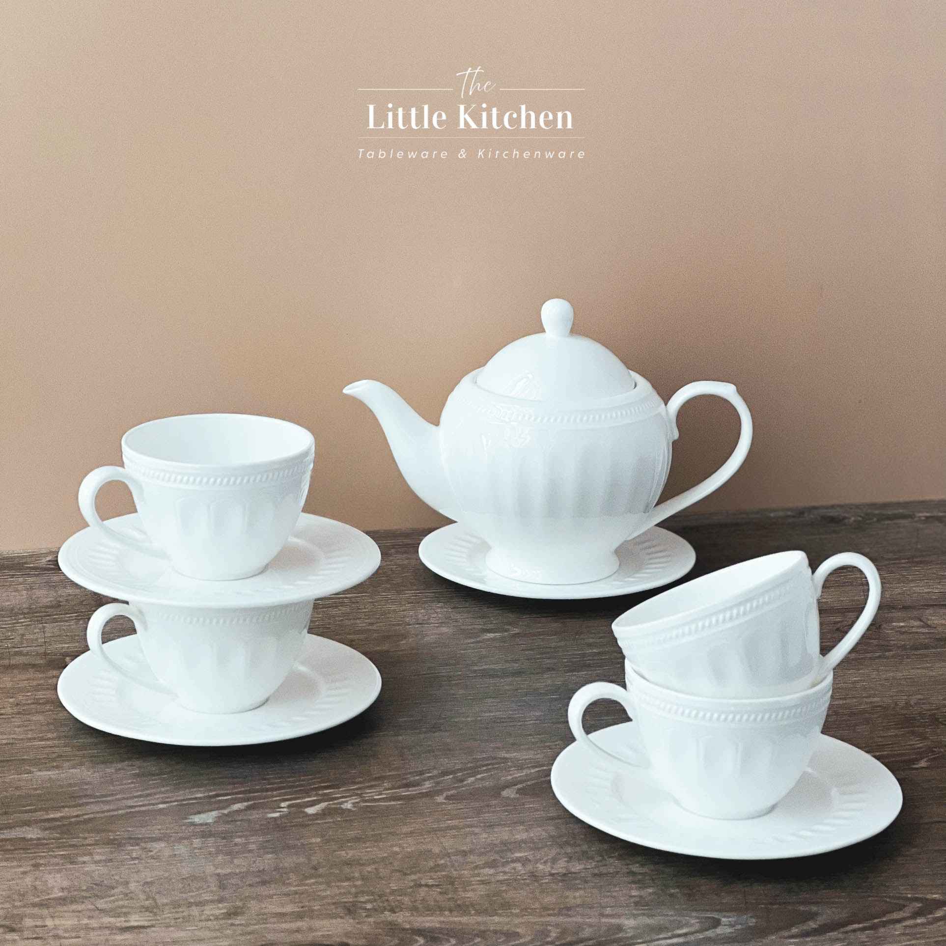 Bộ bát đĩa cao cấp sứ xương màu trắng họa tiết Royal