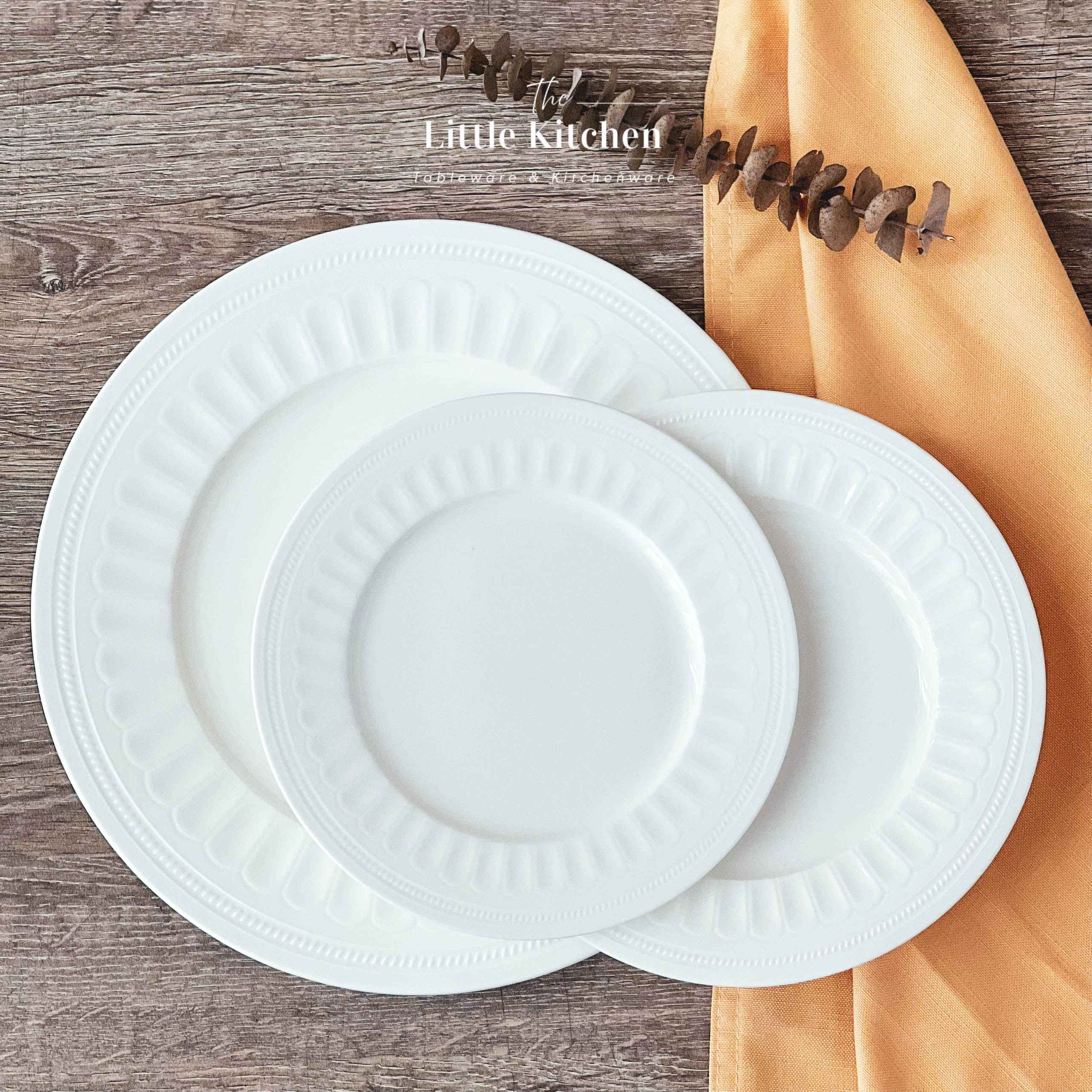 Bộ bát đĩa cao cấp sứ xương màu trắng họa tiết Royal