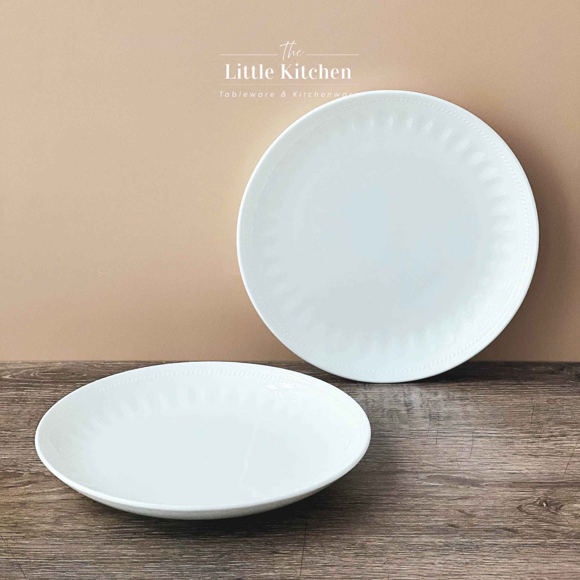 Bộ bát đĩa cao cấp sứ xương màu trắng họa tiết Royal