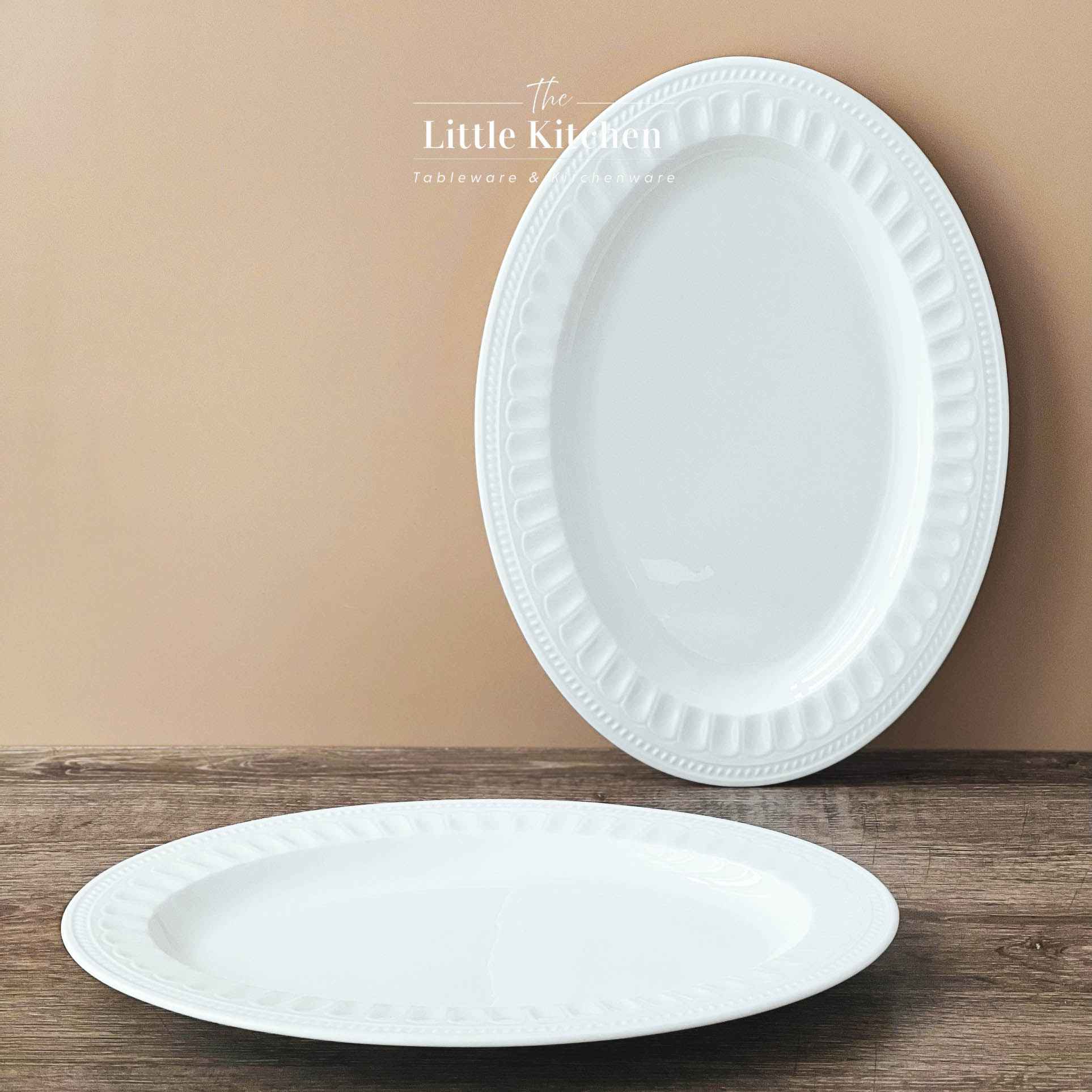 Bộ bát đĩa cao cấp sứ xương màu trắng họa tiết Royal