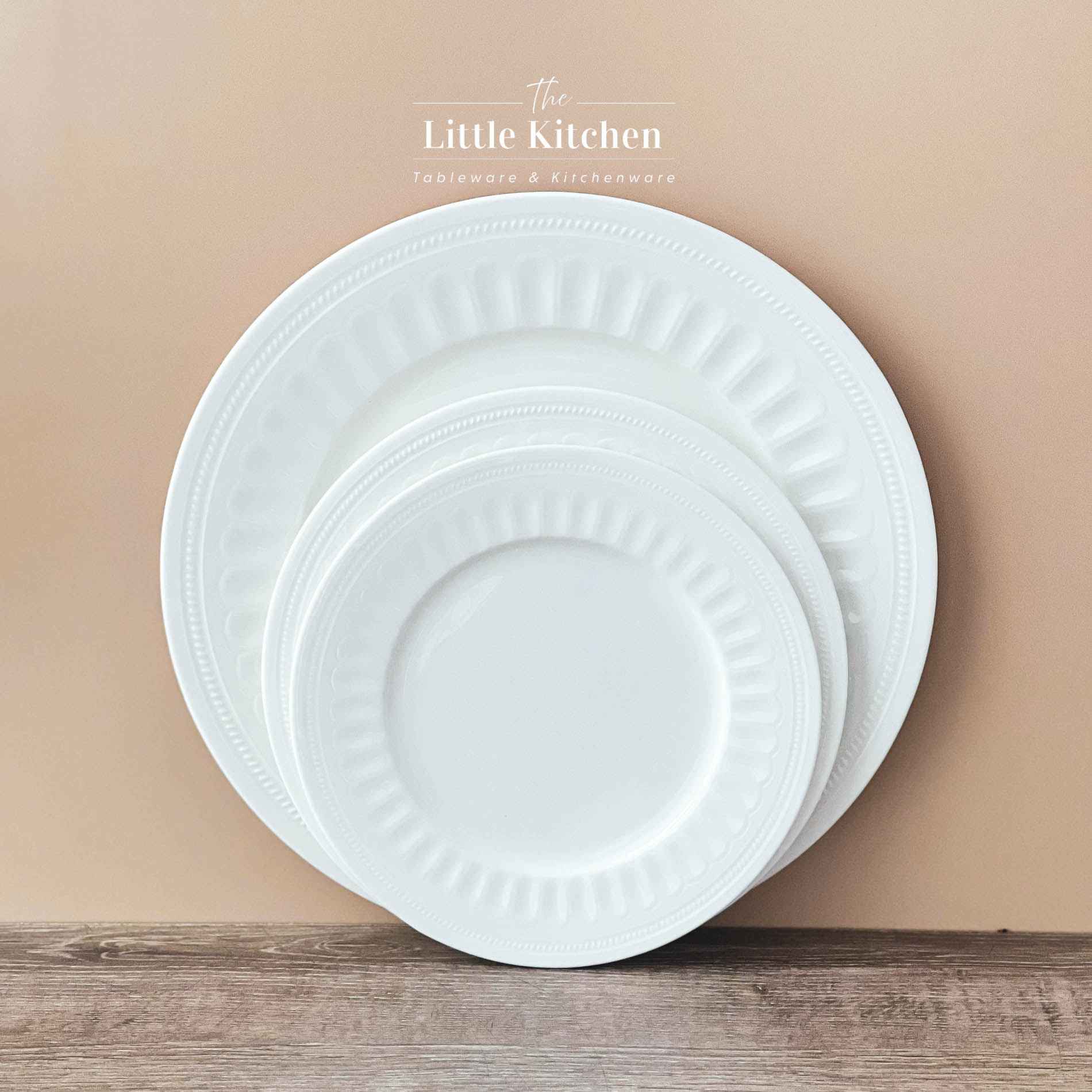 Bộ bát đĩa cao cấp sứ xương màu trắng họa tiết Royal