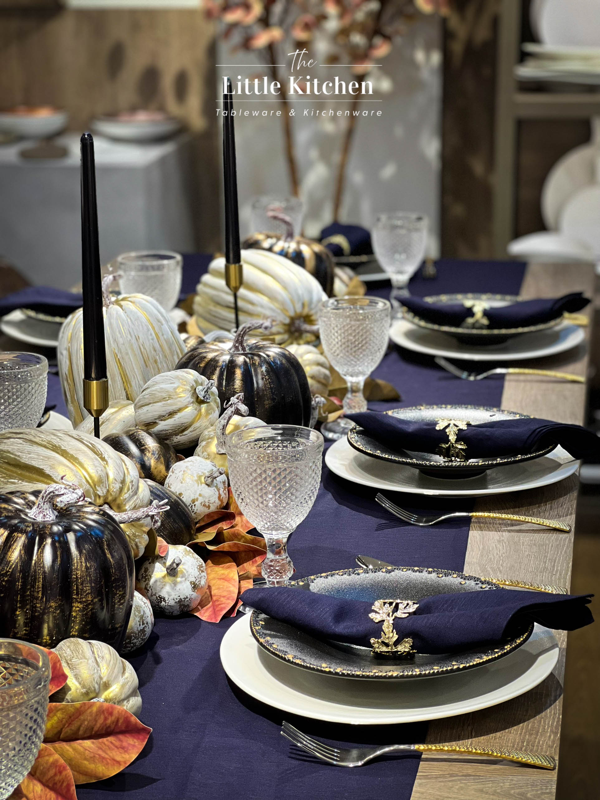 Set tiệc bí xanh vàng gold