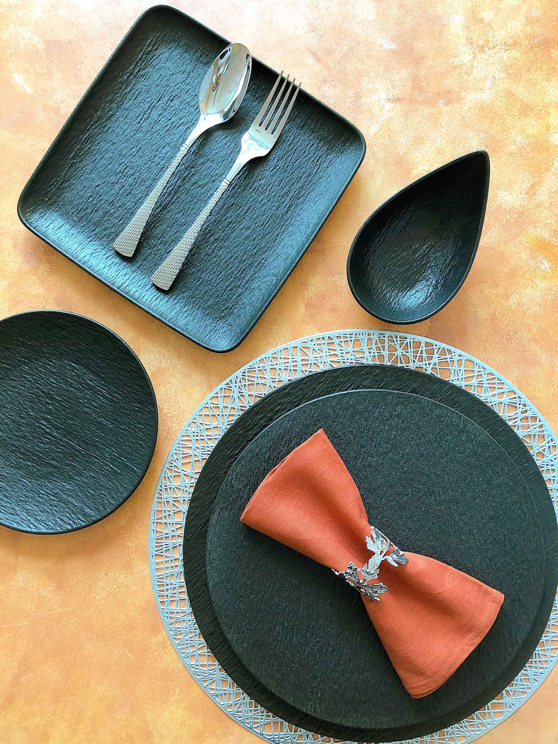 Bộ bát đĩa cao cấp men nhám màu đen