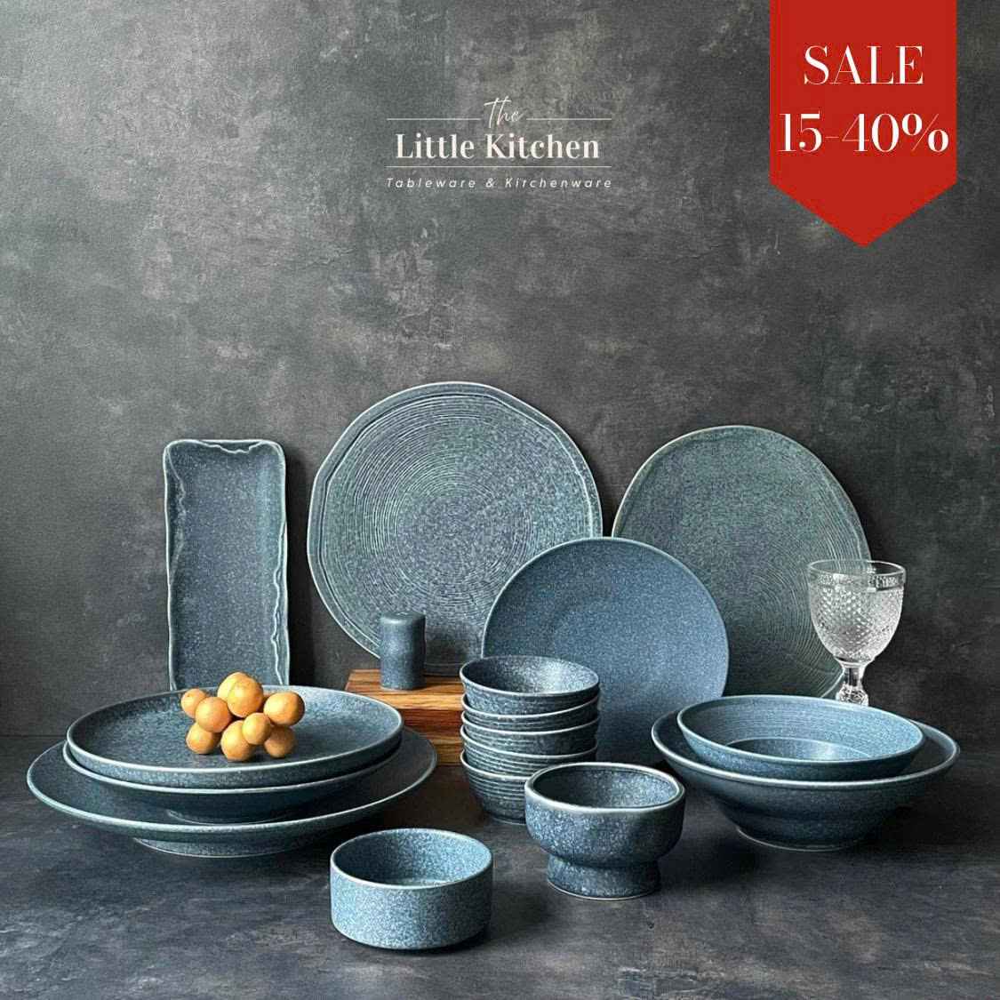 Bộ bát đĩa cao cấp  màu lam men lì