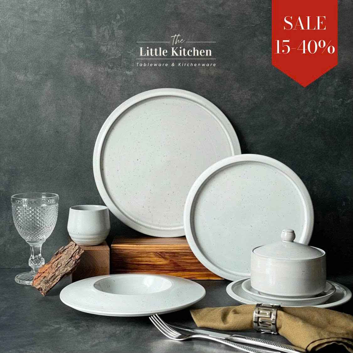 Bộ bát đĩa nhà hàng cao cấp màu ghi họa tiết chấm tiêu