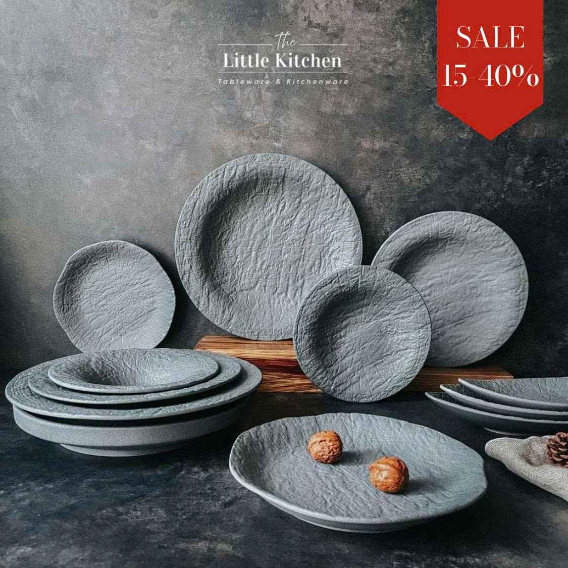 Bộ bát đĩa nhà hàng cao cấp màu ghi men sần