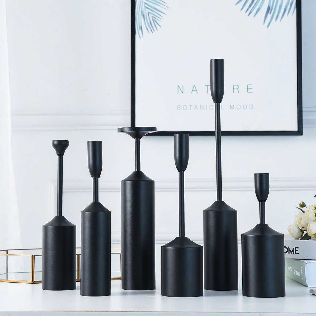 Set 6 chân nến Đen