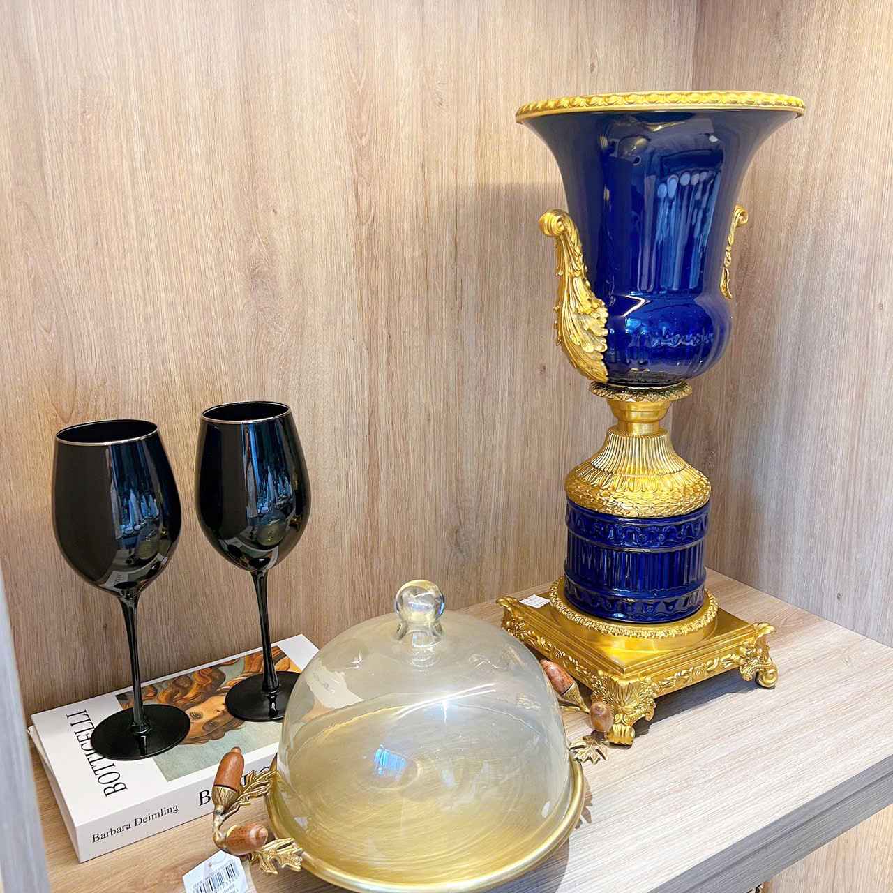 Cúp sứ đồng tím 2 tai vàng