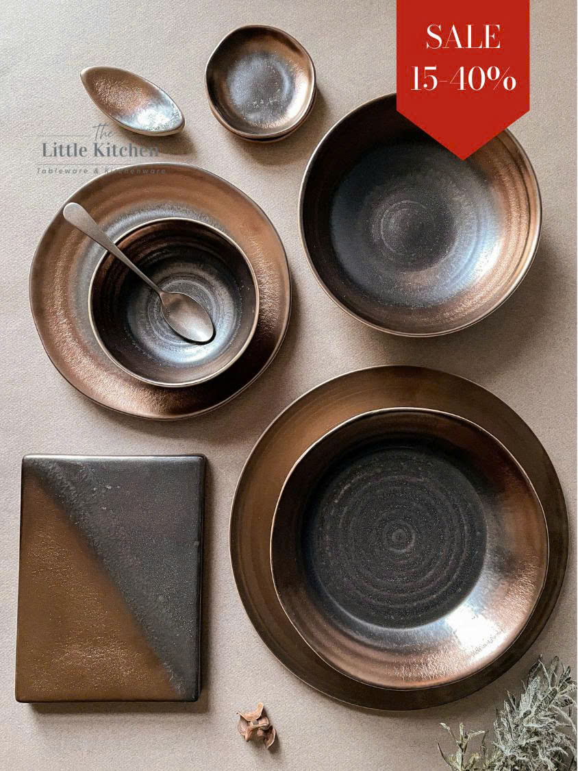 Bộ bát đĩa gia đình cao cấp màu đen đồng men lì