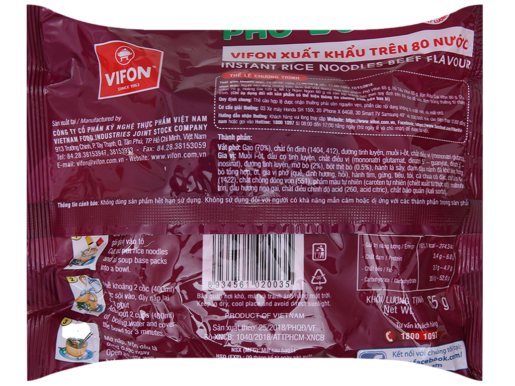 1 Gói Phở Bò Vifon Bao Nhiêu Calo? Khám Phá Bí Mật Dinh Dưỡng!