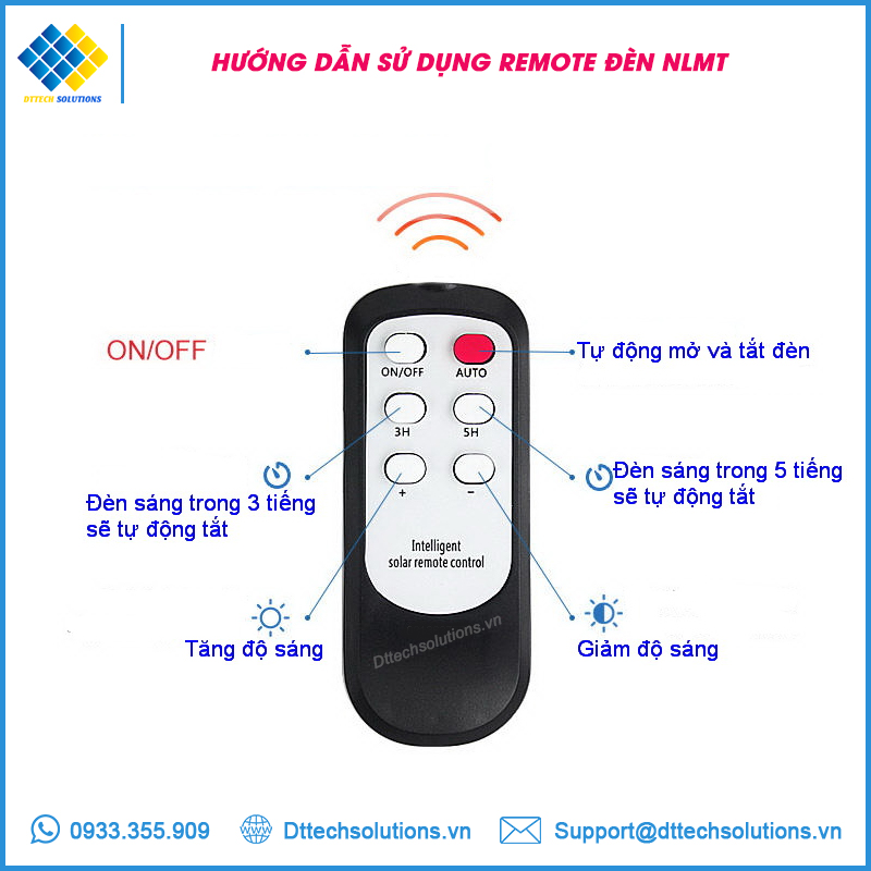 Hướng dẫn sử dụng remote đèn năng lượng mặt trời