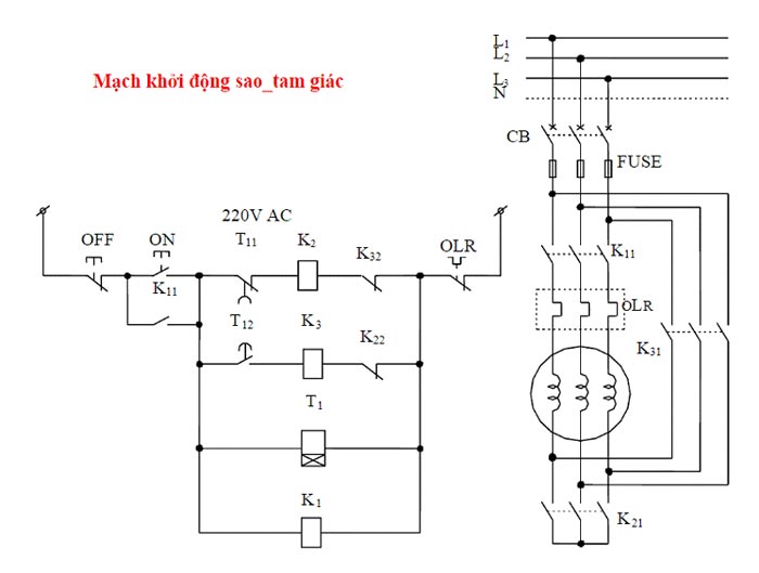 mạch điện khởi động sao tam giác