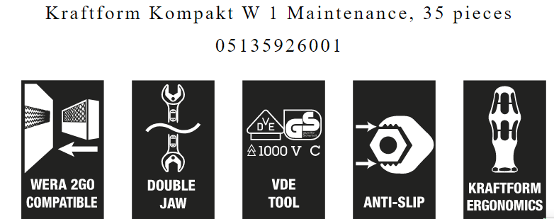 Wera 35 Piece Kraftform Kompakt Maintenance Tool Set (WERA135926)