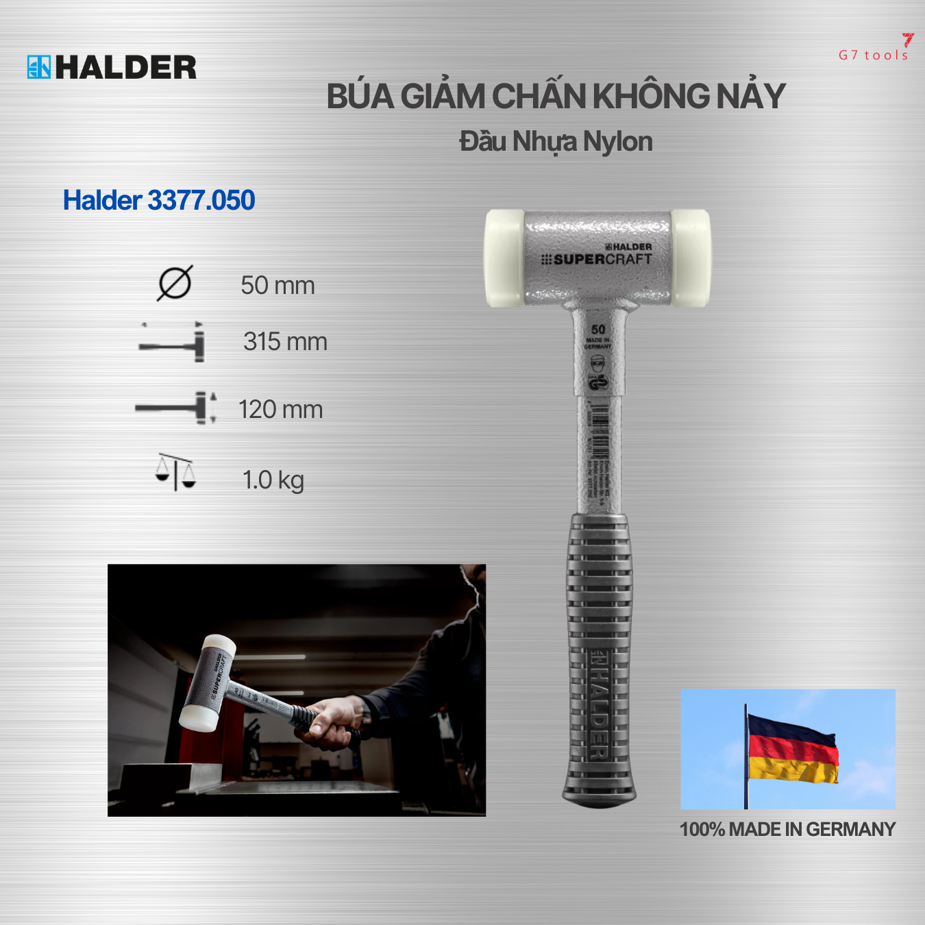 Búa Đầu Nhựa Giảm Chấn Không Nảy Halder SuperCraft 3377.050