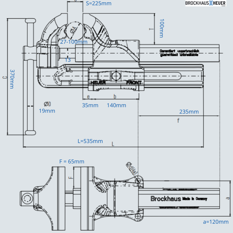 Ê Tô Bàn Nguội Bench Vice Brockhaus Heuer Ngàm 100Mm