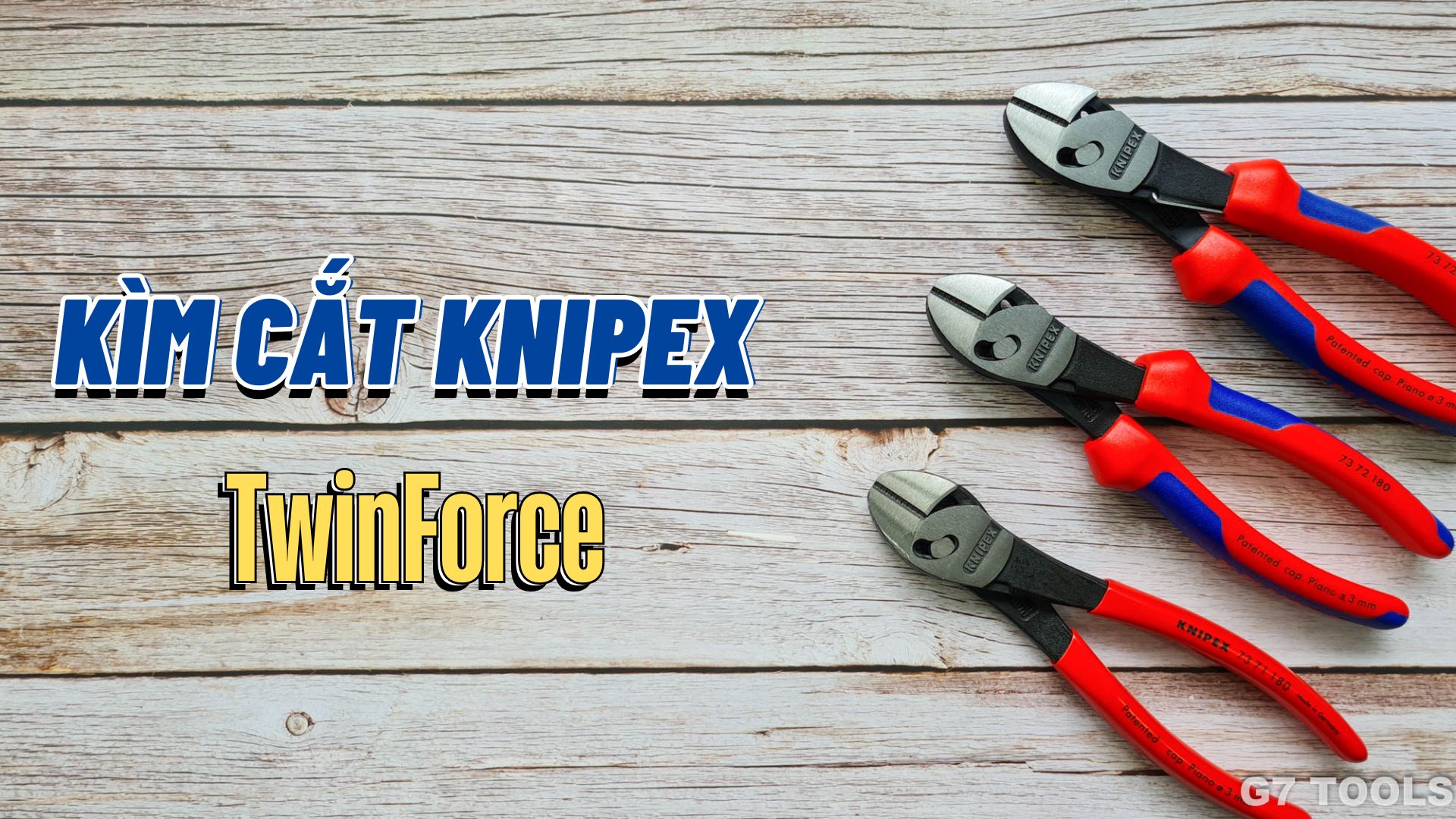 Kìm Cắt Knipex TwinForce 73 71 180 Lưỡi Tôi 64 HRC Cắt Thép Lò Xo 3.0mm