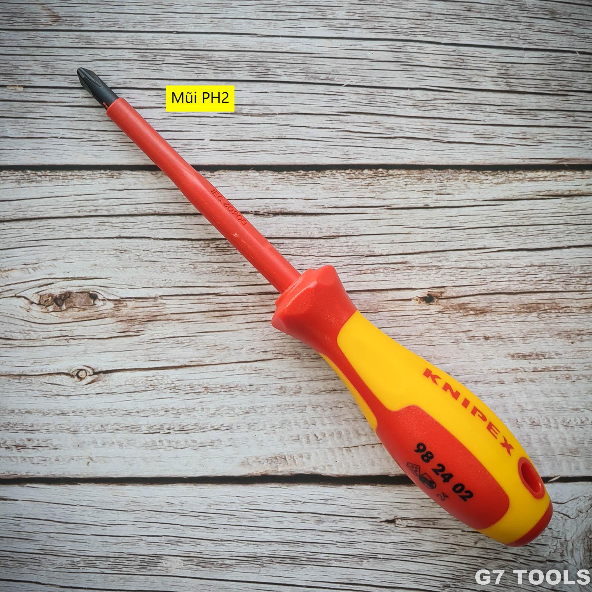 Knipex 98 24 02 - Tua Vít PH2 Cách Điện 1000 Volt Dài 100/ 212mm