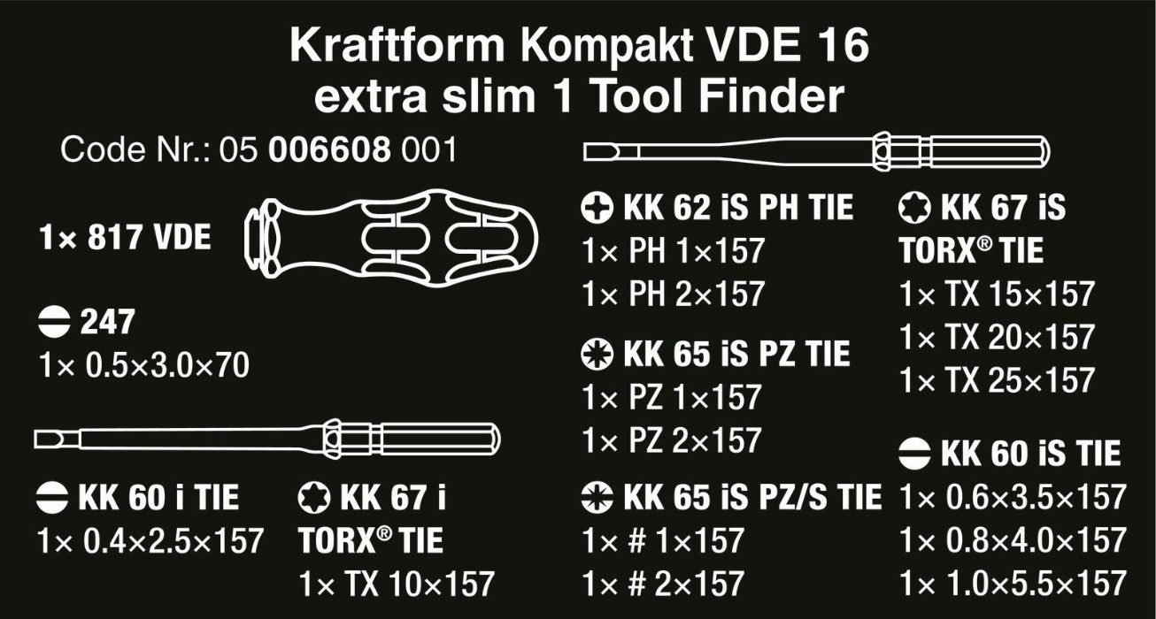 Wera Kraftform Kompakt VDE Extra Slim 05006608001