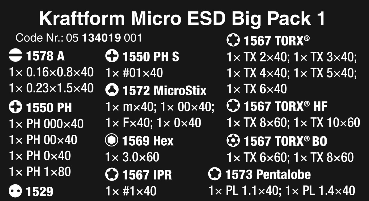 Wera Kraftform ESD Micro Big Pack 25 Chi Tiết