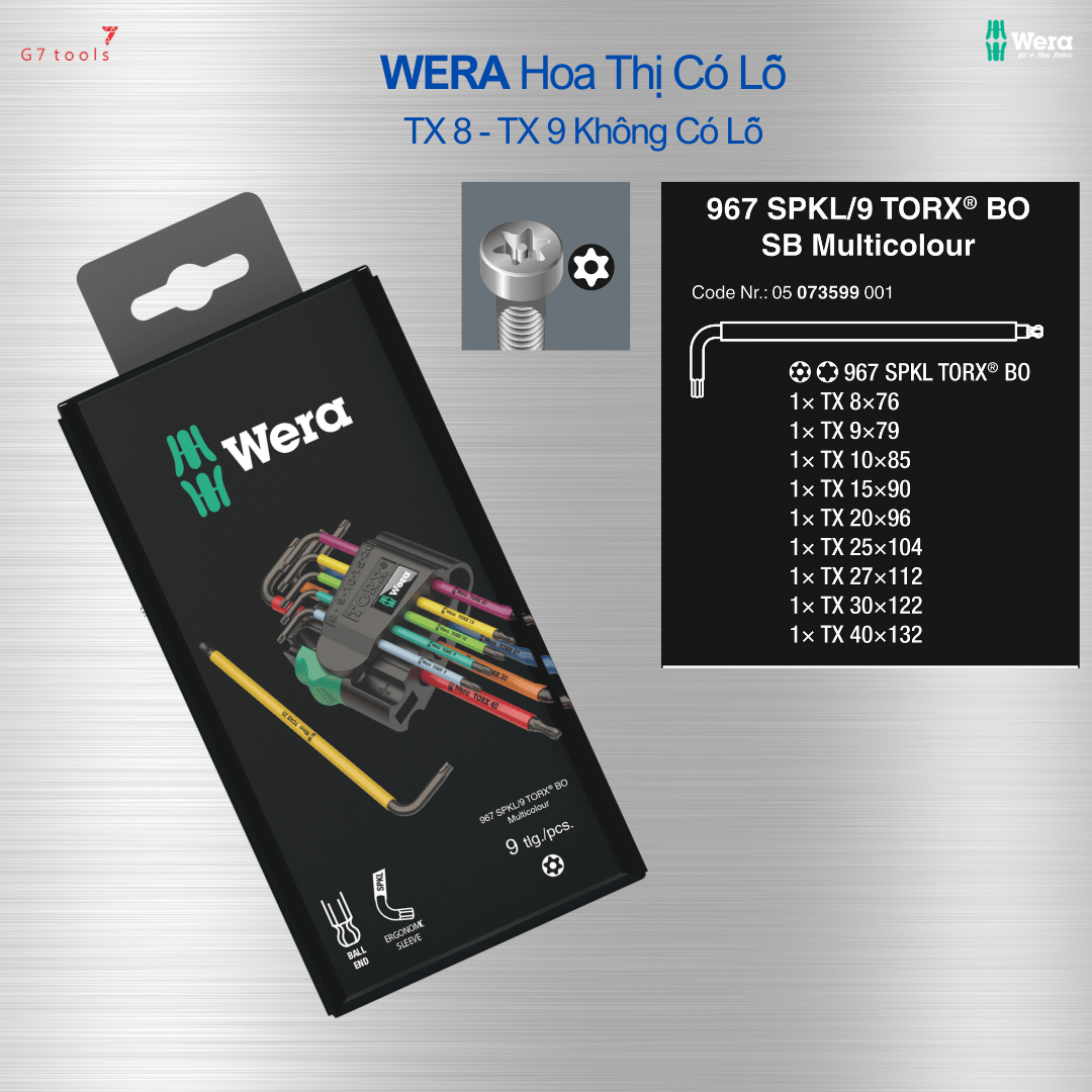 Bộ Lục Giác Hoa Thị Wera 967/9 TX BO Multicolour 05073599001