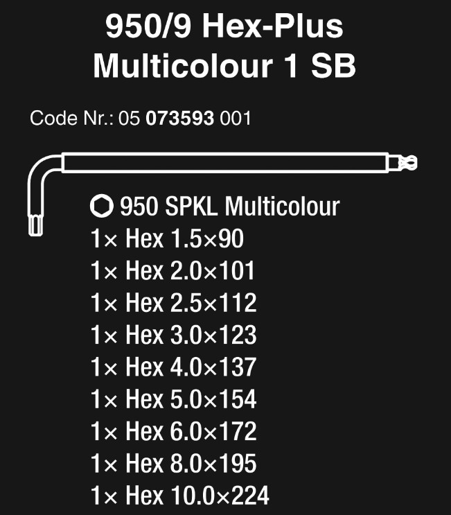 Bộ Lục Giác Wera 950/9 Hex-Plus Multicolour 1 SB Mã Hàng 05073593001