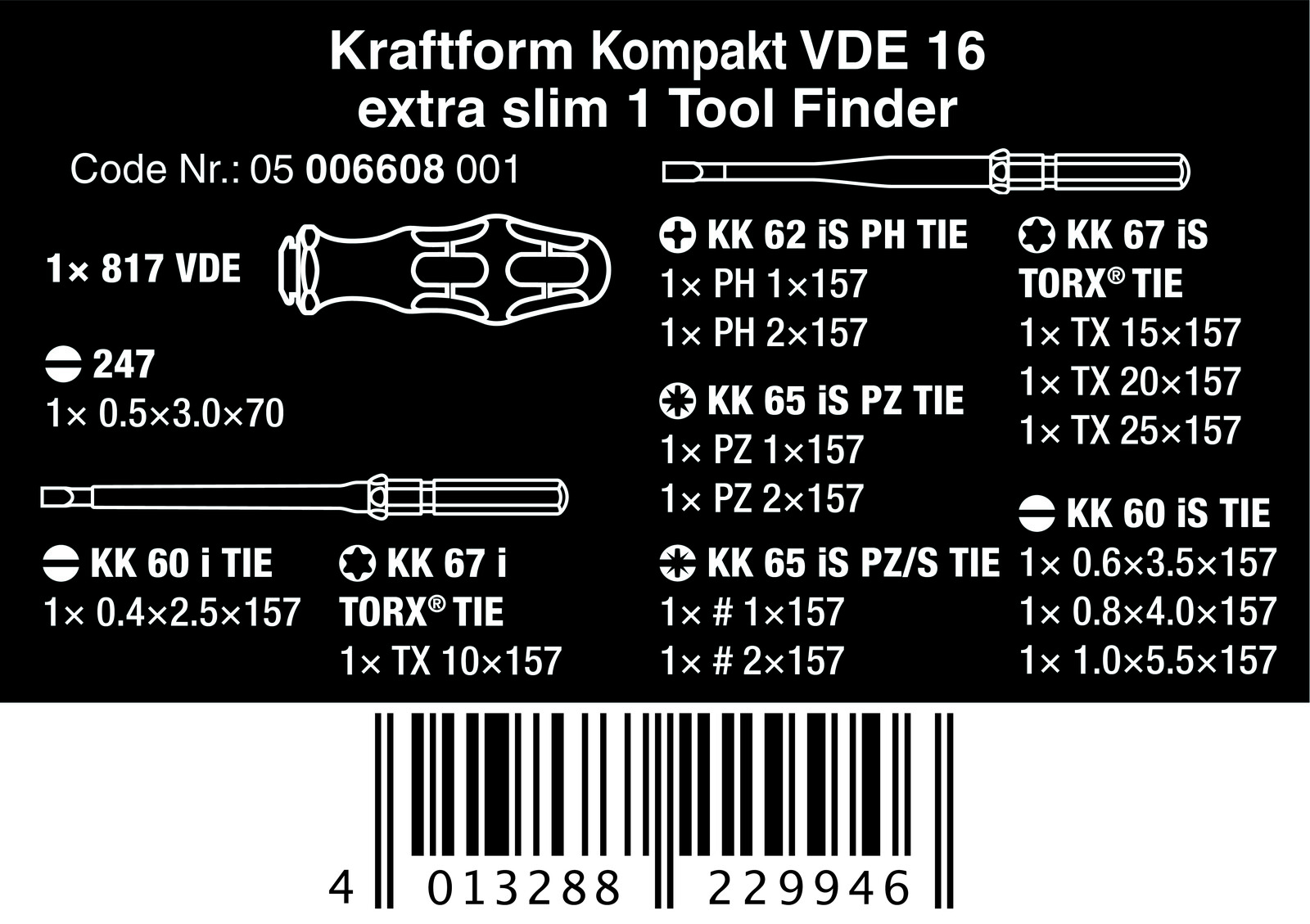 Bộ Tua Vít Kraftform Kompakt Cách Điện Extra Slim 16 Chi Tiết Mã 05006608001