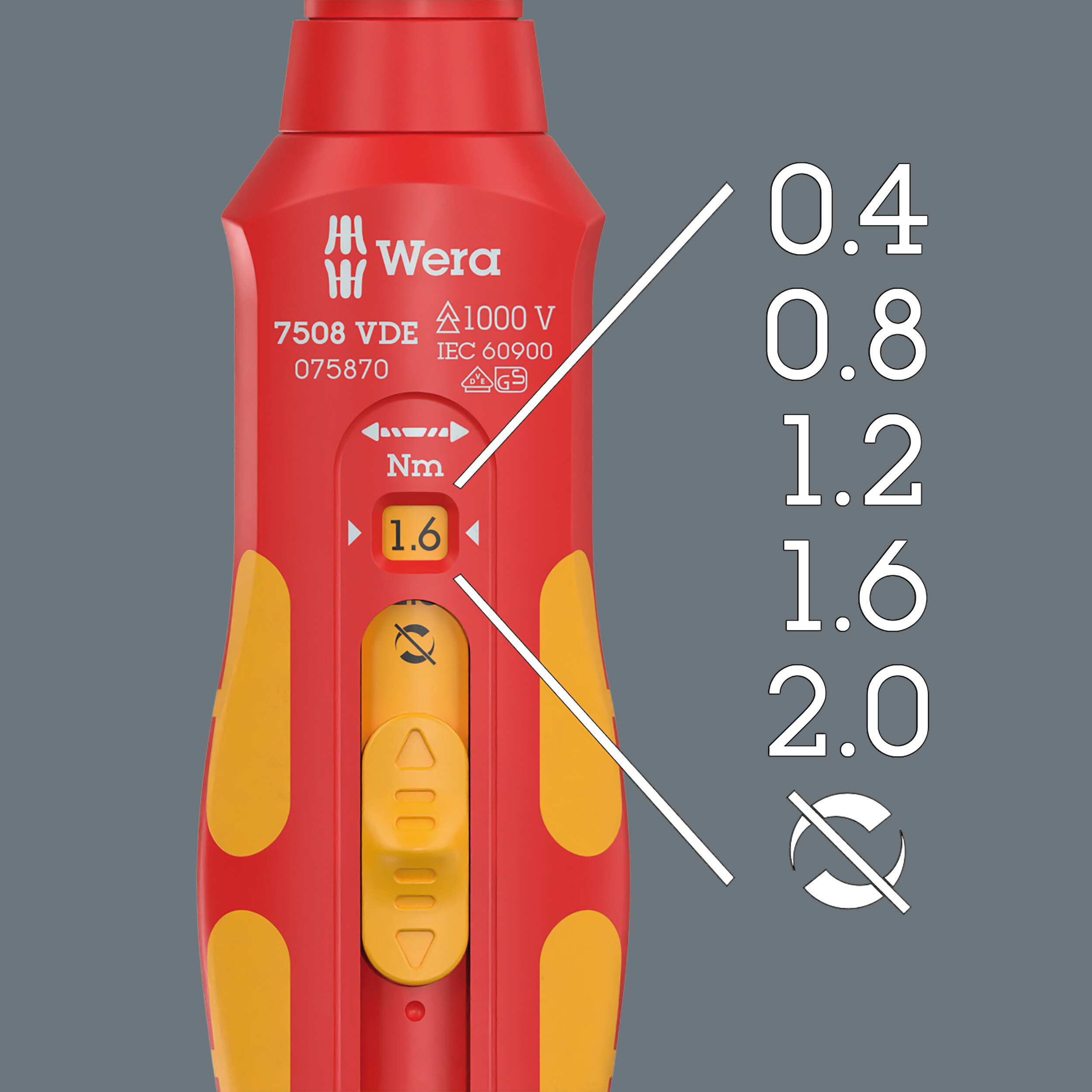 Wera 7508 VDE Kraftform Safe-Torque Speed Torque 0.4-2.0 Nm 05075870001