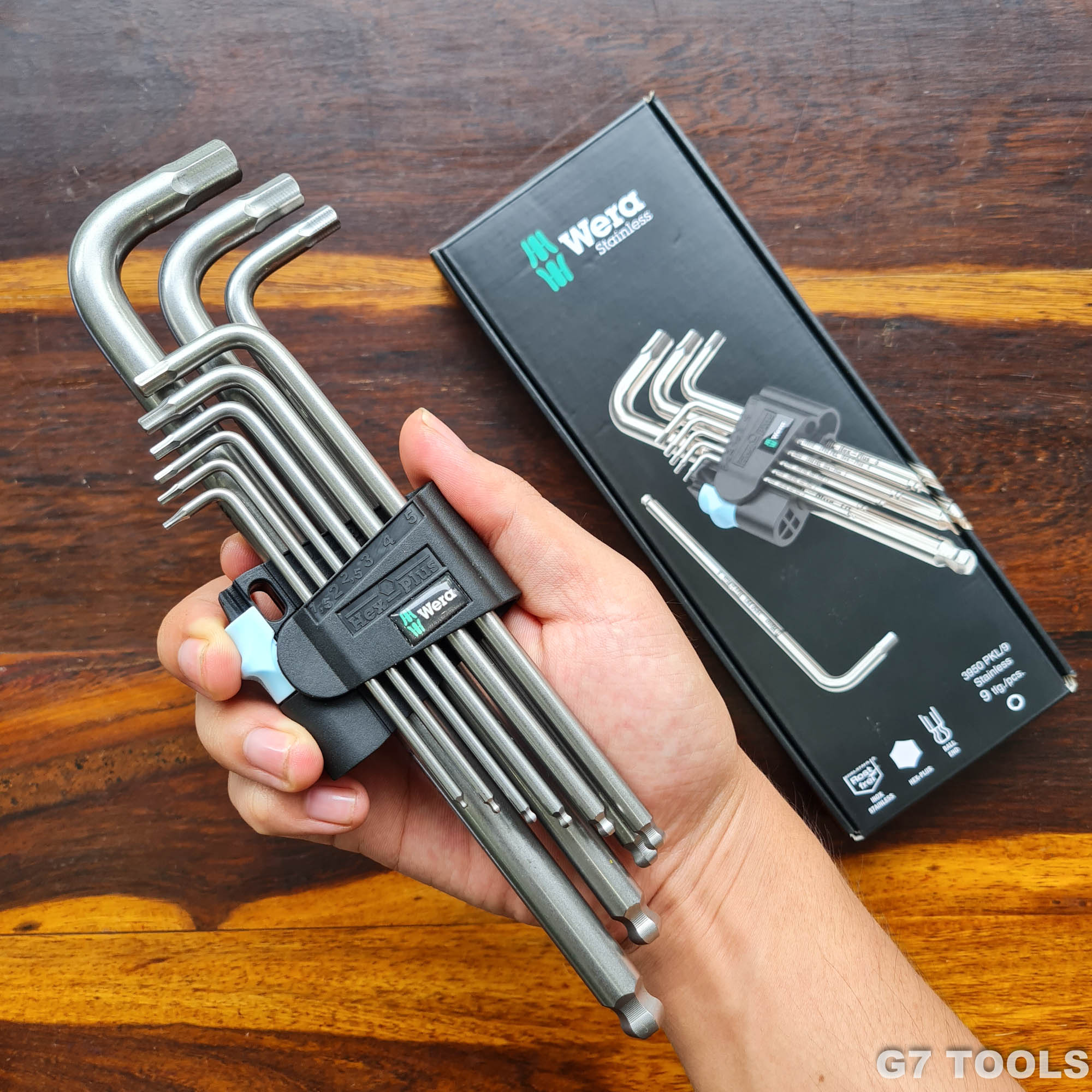 Bộ Lục Giác Wera 3950/9 073544 Gồm 9 Chi Tiết Thép Không Gỉ Thân Trơn