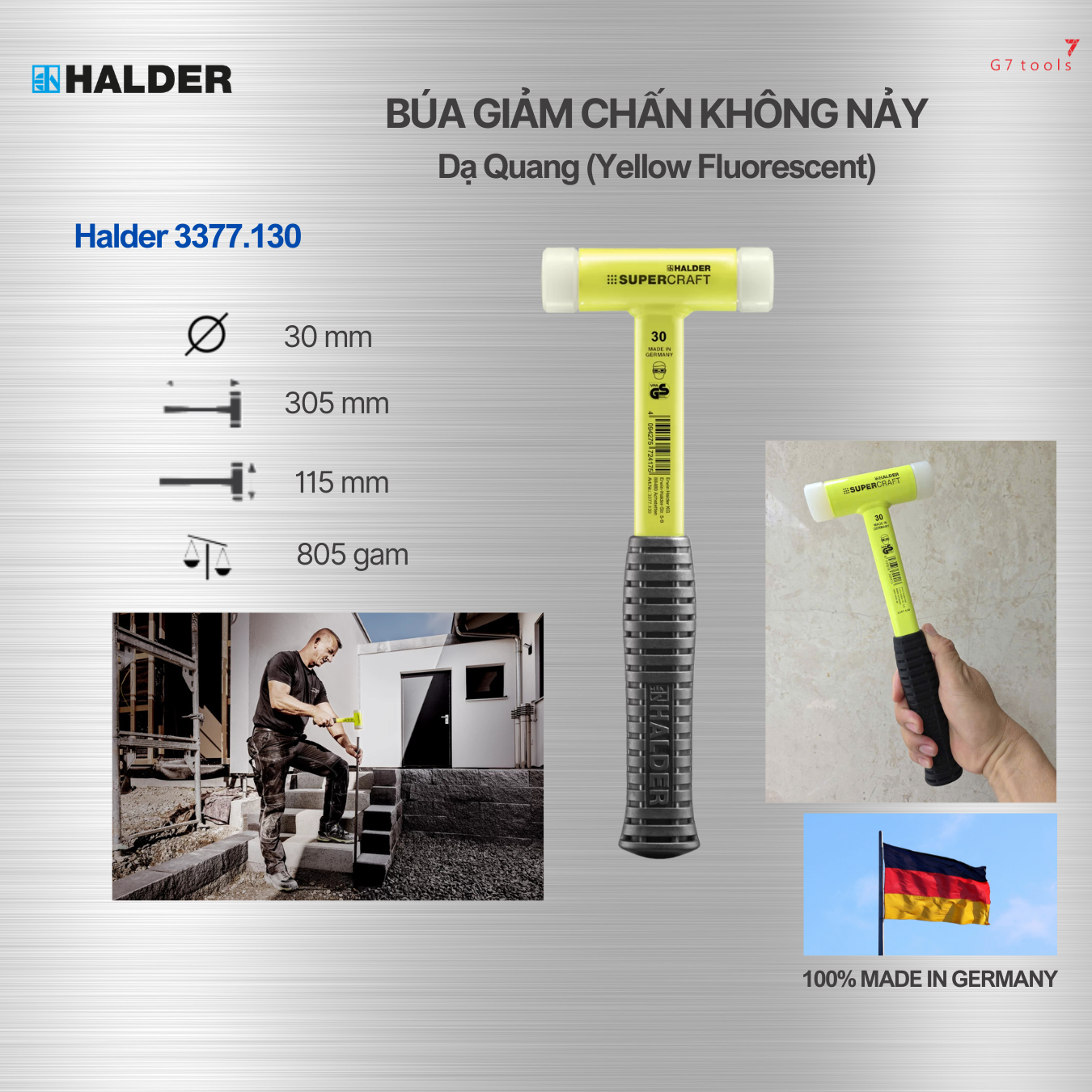 Búa đầu nhựa cao cấp giảm chấn không nảy Halder SuperCraft