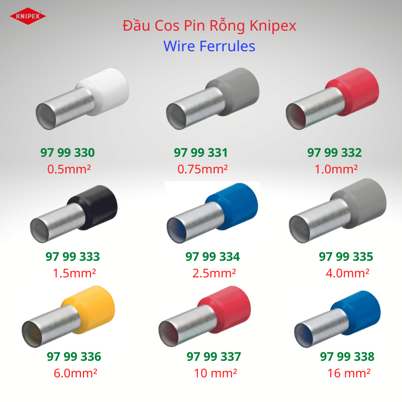 Đầu cos pin rỗng Knipex wire ferrules