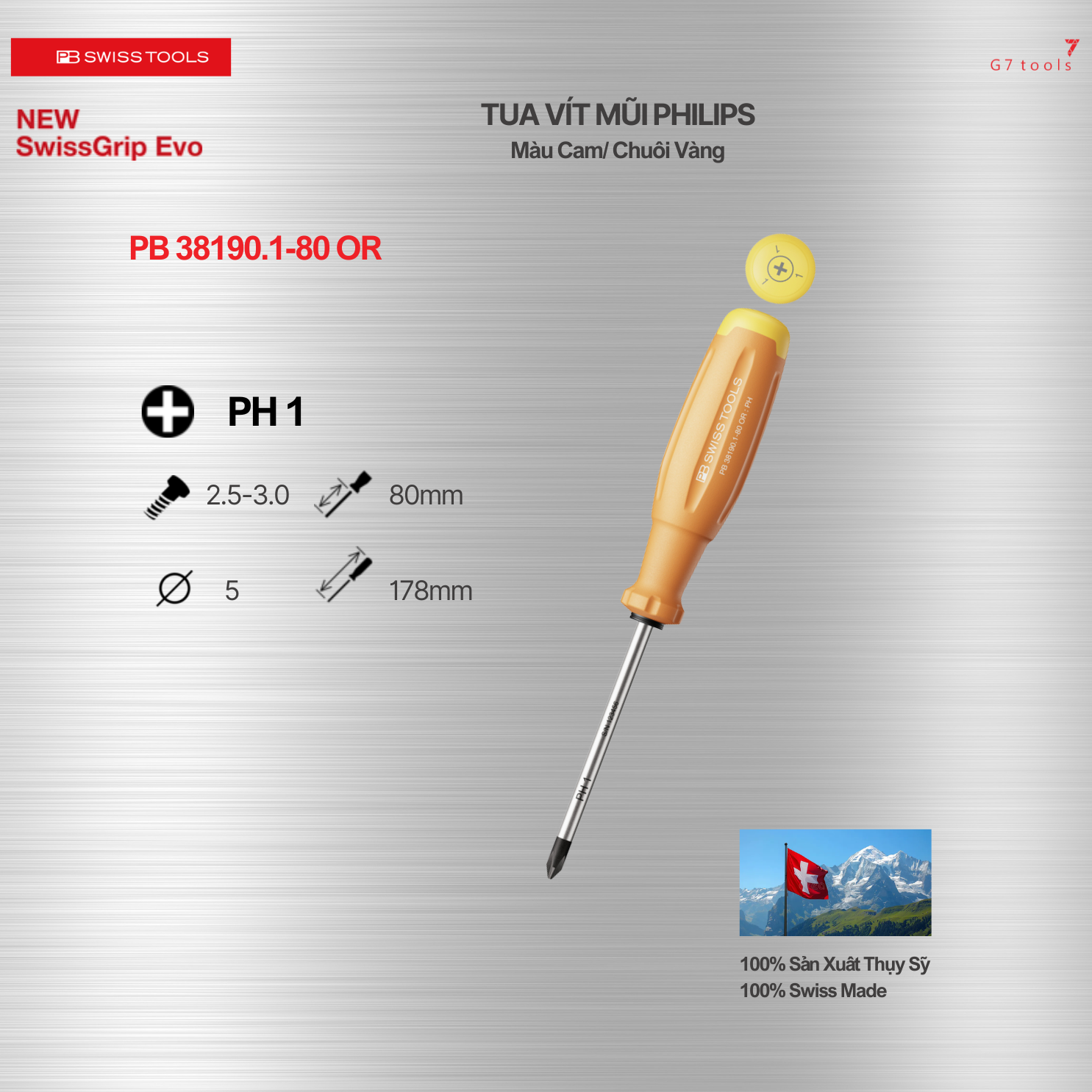 Tua Vít PB Swiss Tools RainBow SwissGrip Evo 38190