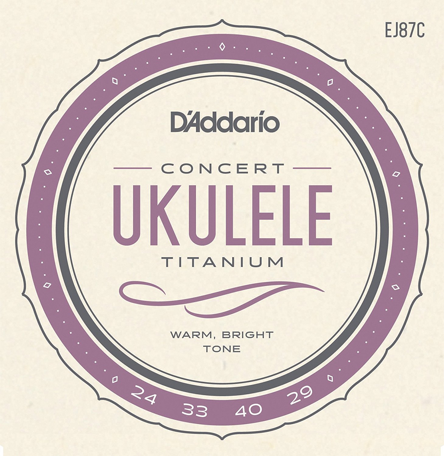 EJ87C Titanium Ukulele Strings, Concert, Optimized for Concert Ukuleles tuned to standard GCEA tuning By D'Addario,USA
