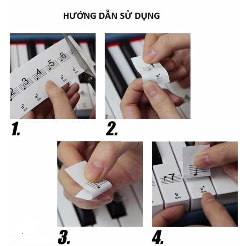 Nhạc cụ Fun Art - STICKER NỐT NHẠC CHO PIANO VÀ ĐÀN ORGAN- DECAL DÁN PHÍM