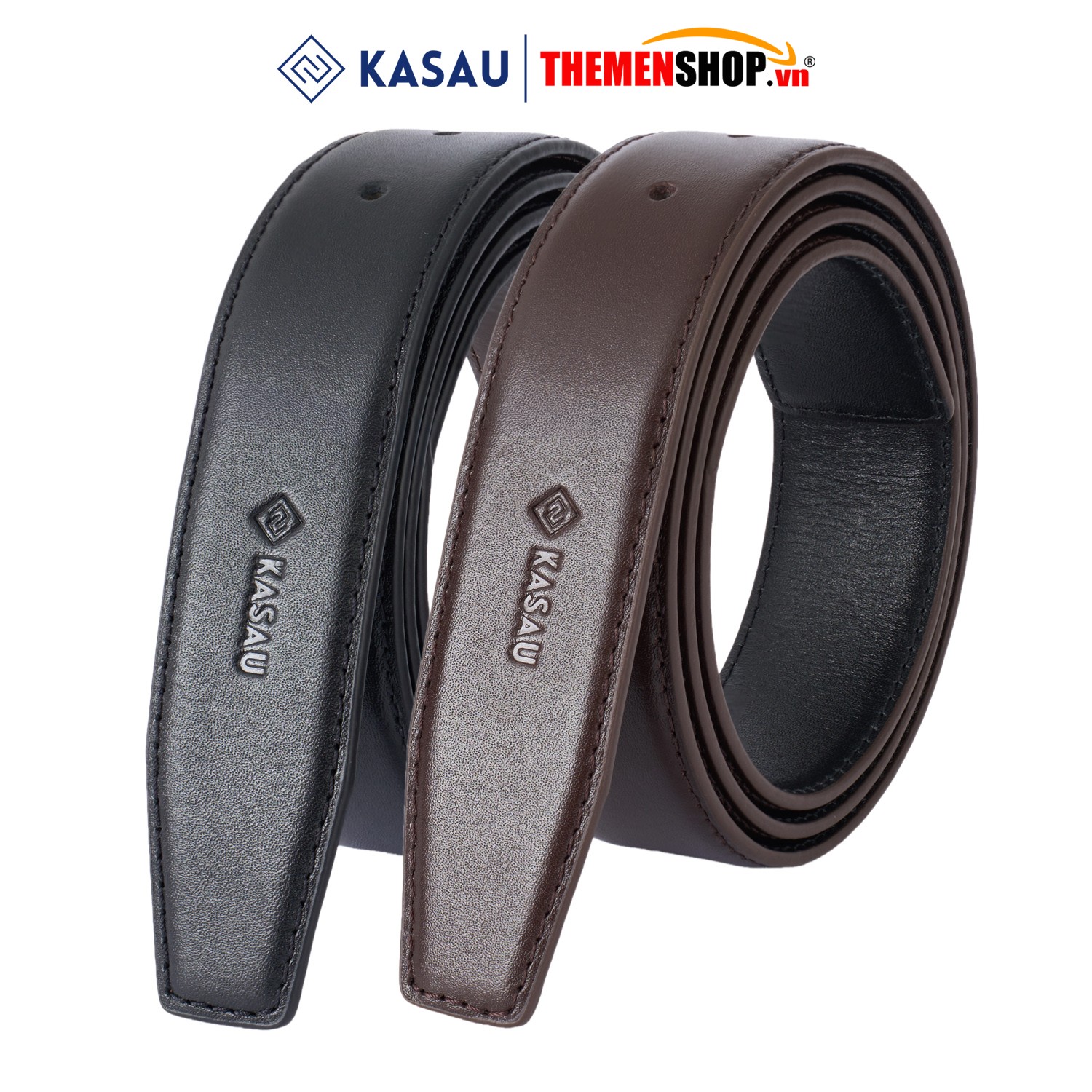Dây thắt lưng nam không mặt hiệu KASAU - Khóa lỗ 3.4cm - DKS01KL34
