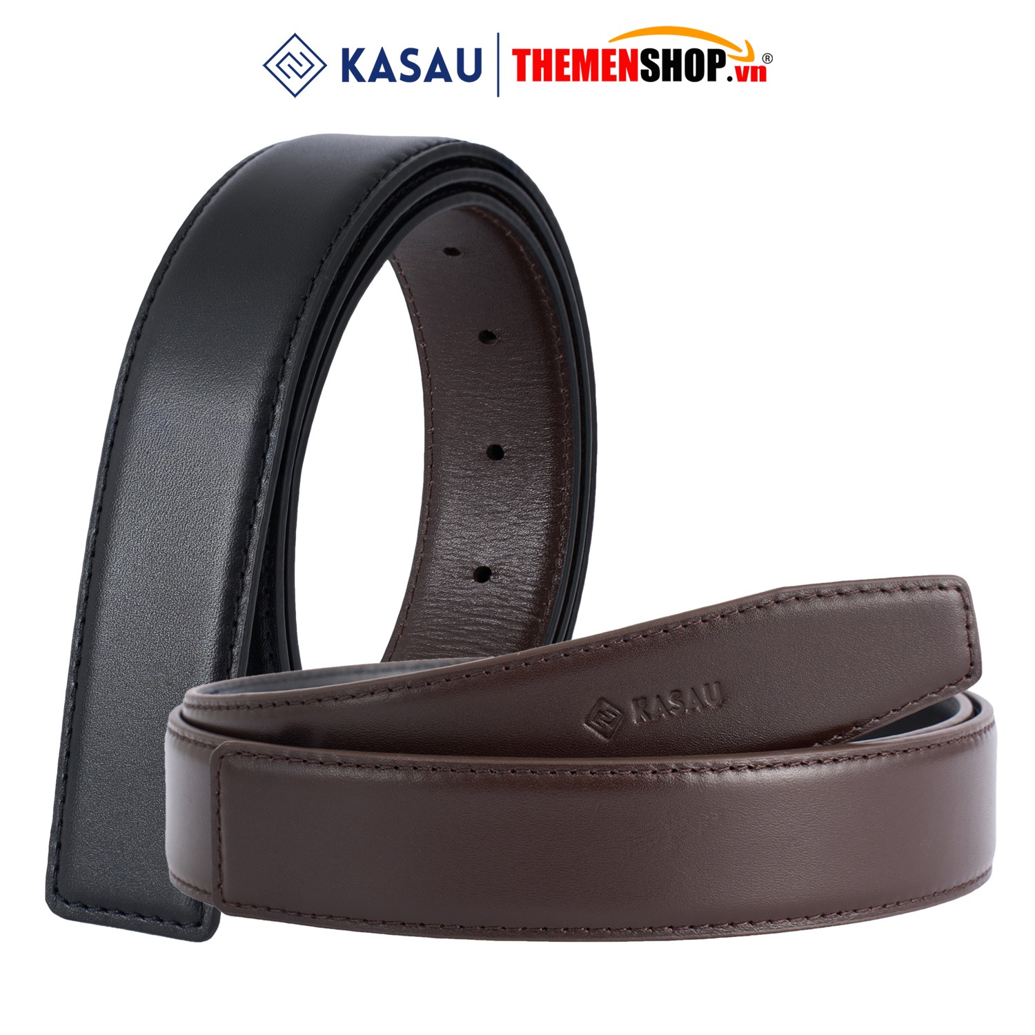 Dây thắt lưng nam không mặt hiệu KASAU - Khóa lỗ 3.4cm - DKS01KL34