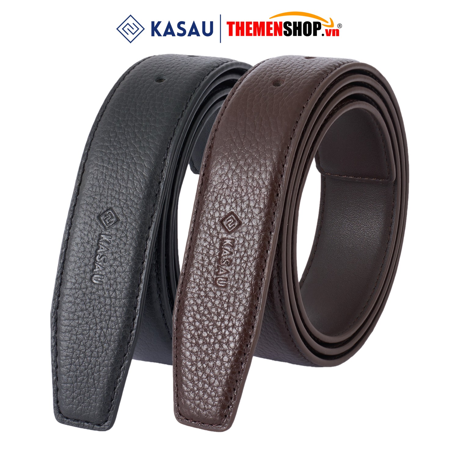Thắt lưng nam không mặt hiệu KASAU - Khóa lỗ 3.4cm - DKS02KL34
