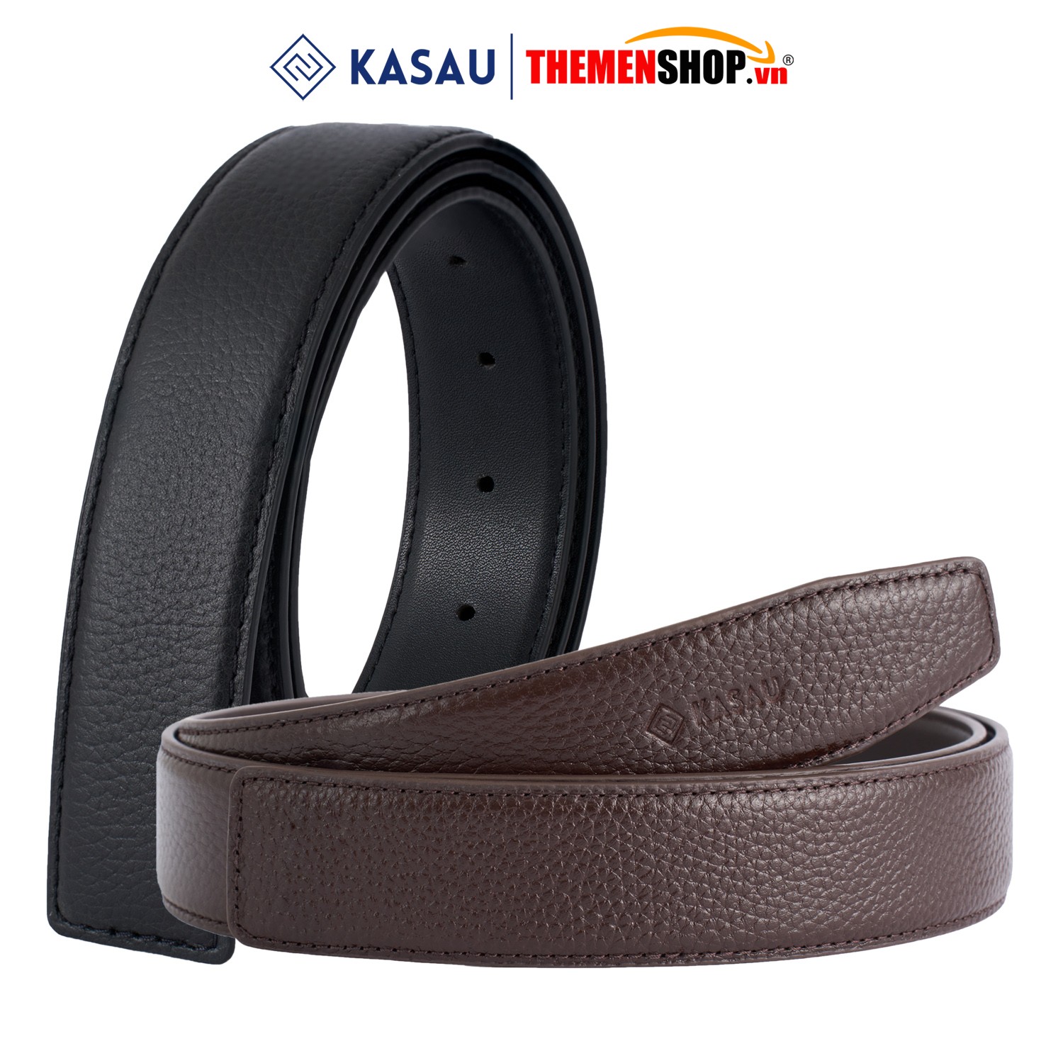 Thắt lưng nam không mặt hiệu KASAU - Khóa lỗ 3.4cm - DKS02KL34