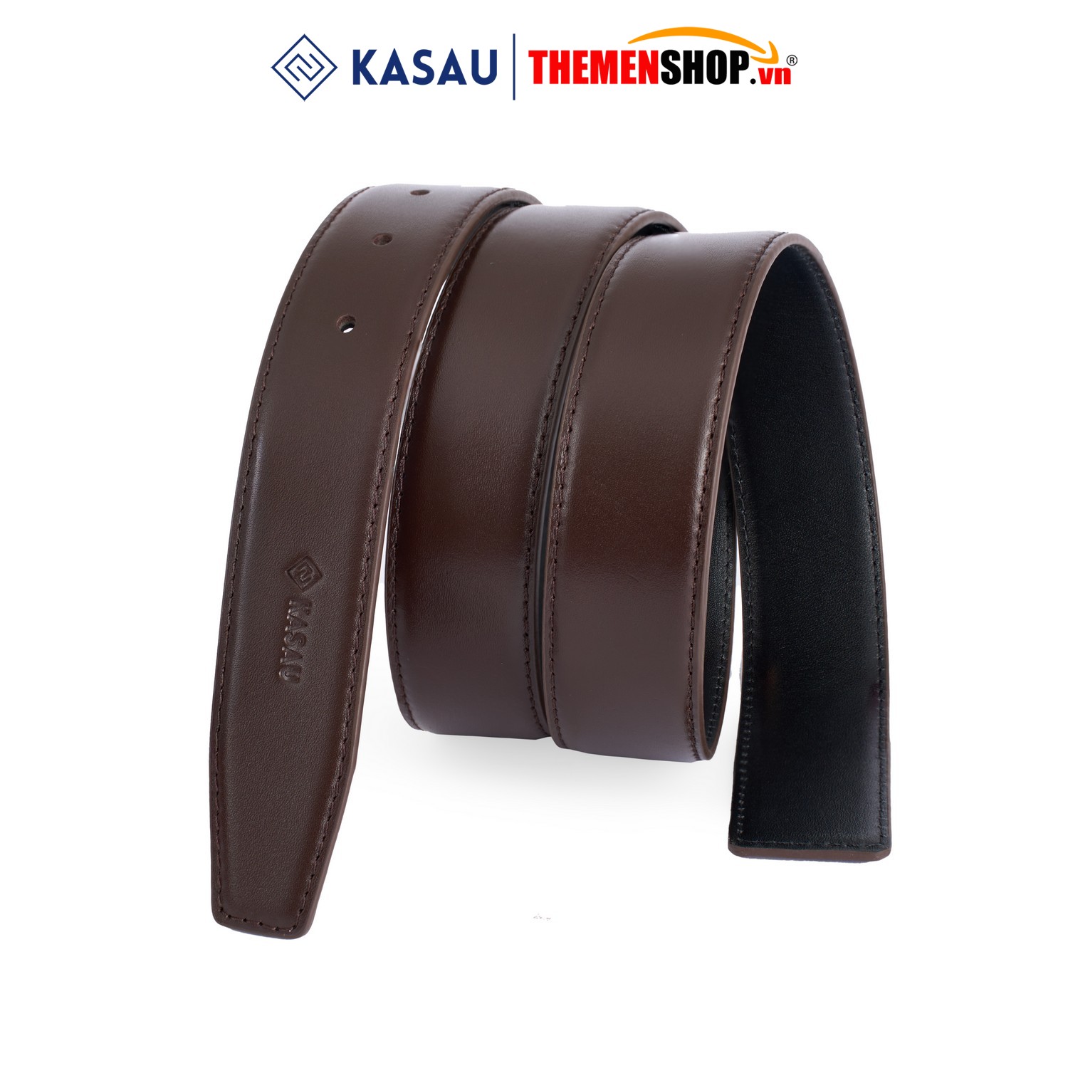 Dây thắt lưng nam không mặt hiệu KASAU - Khóa lỗ 3.4cm - DKS01KL34