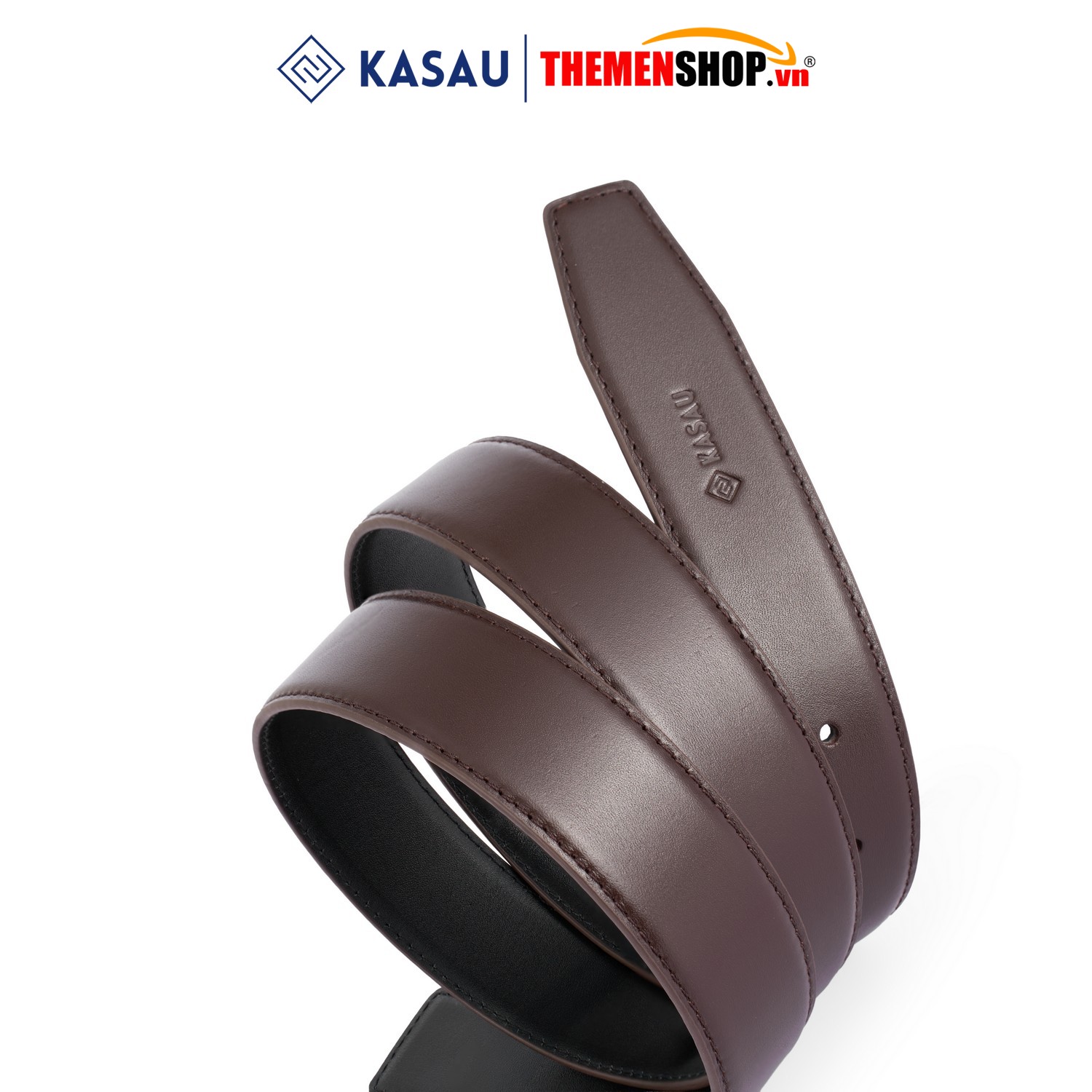 Dây thắt lưng nam không mặt hiệu KASAU - Khóa lỗ 3.4cm - DKS01KL34