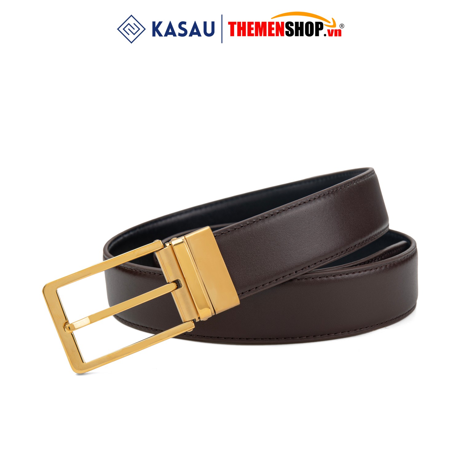 Dây thắt lưng nam hiệu KASAU khóa lỗ bản 3.4cm KS01KL34