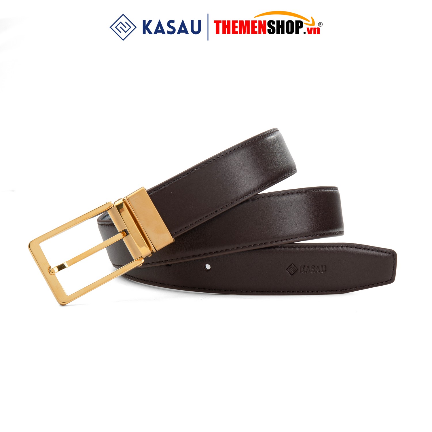 Dây thắt lưng nam hiệu KASAU khóa lỗ bản 3.4cm KS01KL34