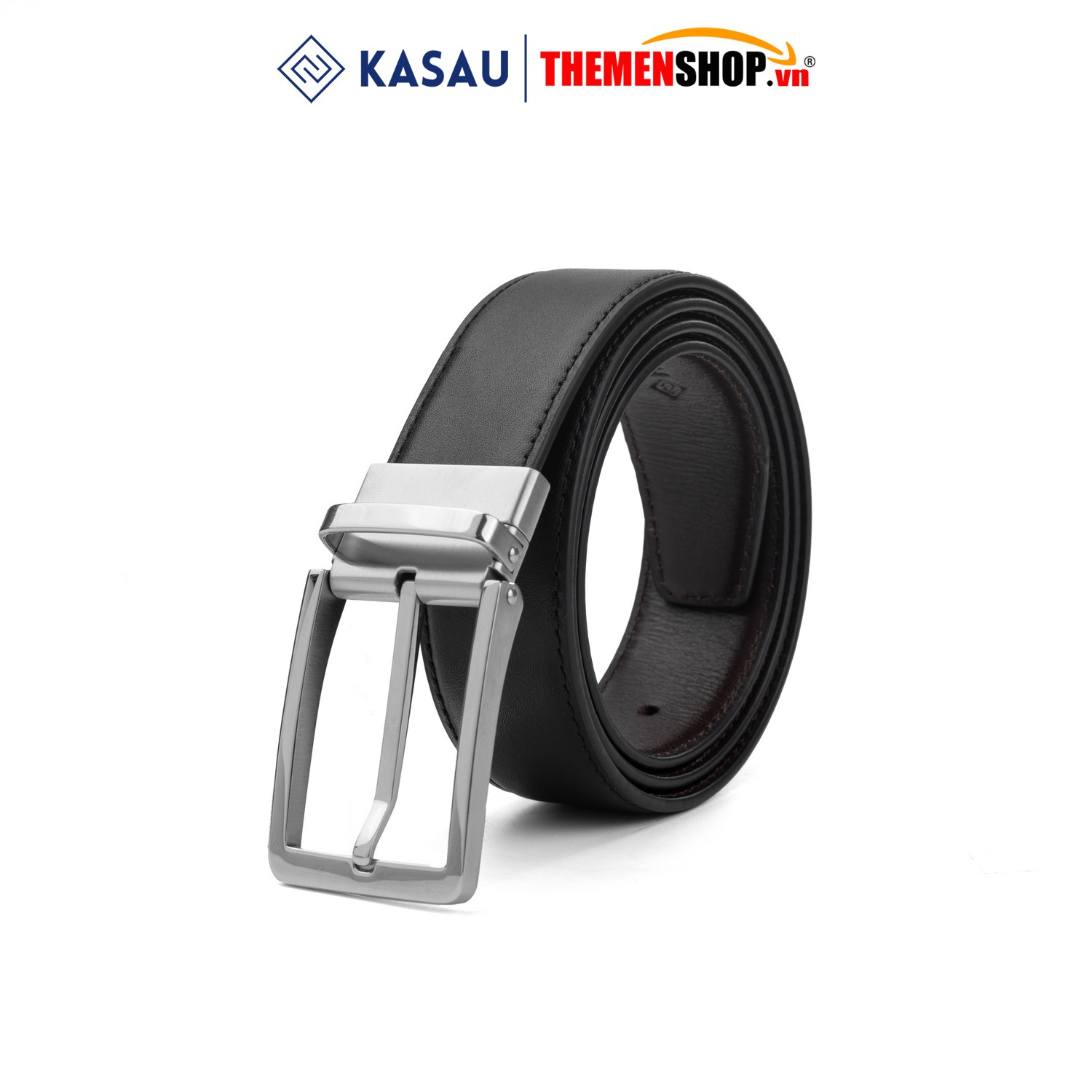 Dây thắt lưng nam hiệu KASAU khóa lỗ bản 3.4cm KS01KL34