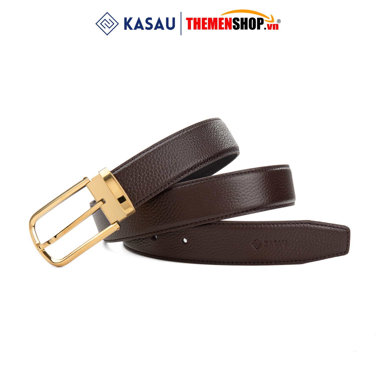 Dây thắt lưng nam hiệu KASAU khóa lỗ bản 3.4cm KS02KL34