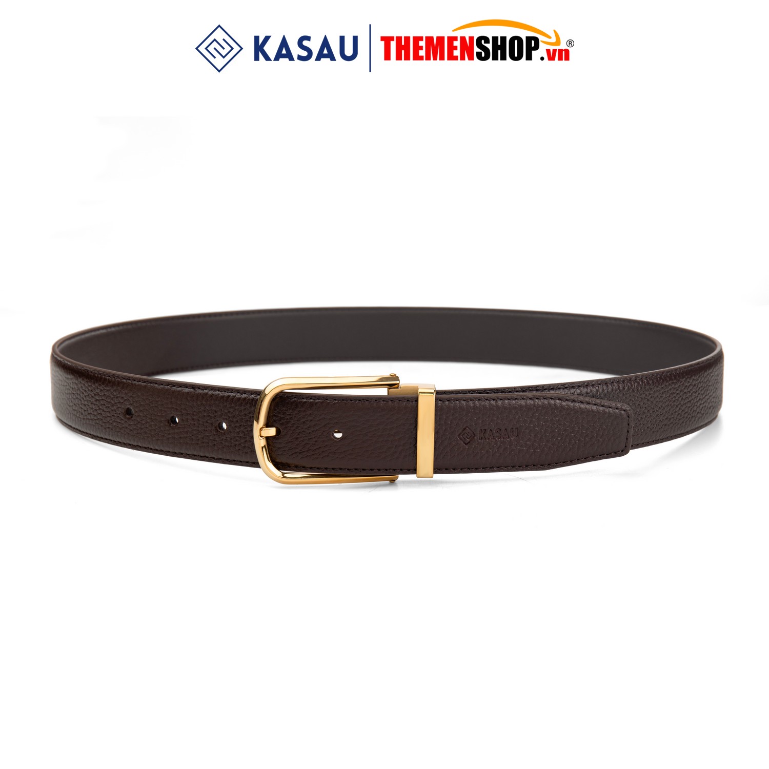 Dây thắt lưng nam hiệu KASAU khóa lỗ bản 3.4cm KS02KL34